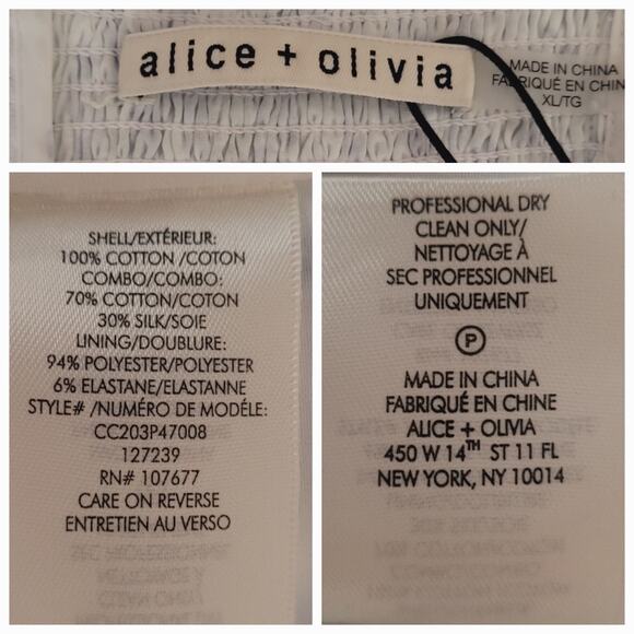 NWT Alice Olivia XL Blue Crawford Lace Up Smocked Top Milkmaid Country Cottage - Picture 6 of 9